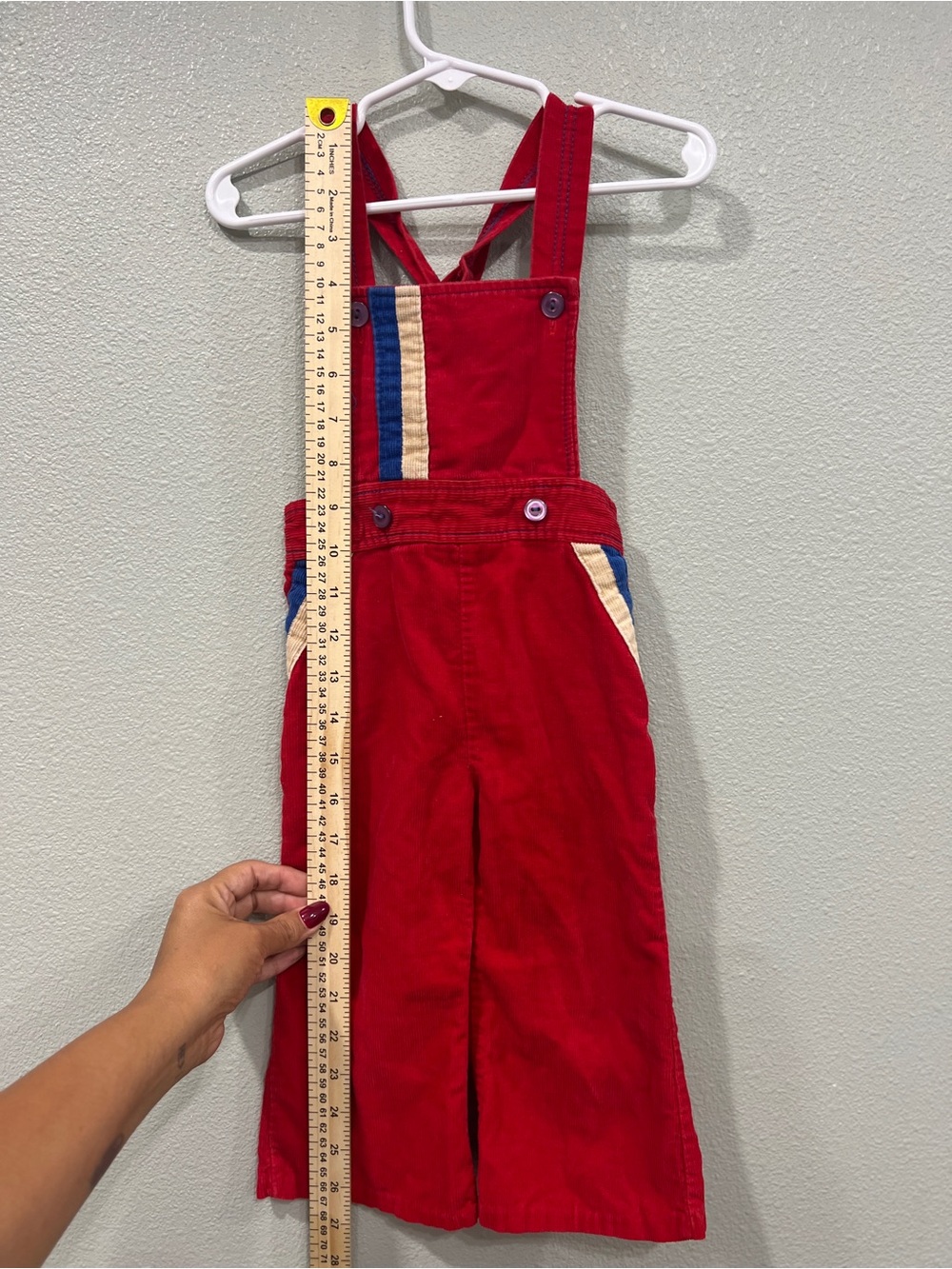 Vintage Kmart Toddler 2T Red Corduroy Overalls Made in Japan 1970s Retro - Picture 4 of 5